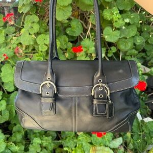 Coach Black Leather Hampton Shoulder Bag